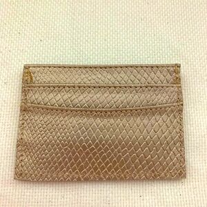 100% Leather Slim Credit Card Holder - Gold